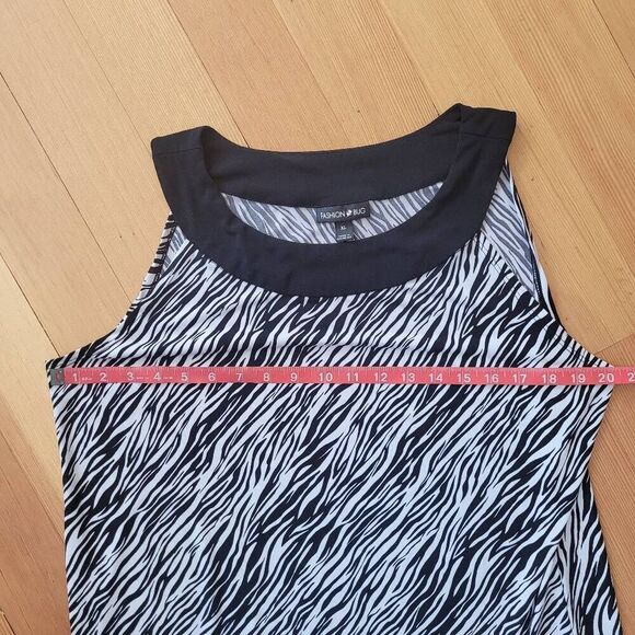 Y2K zebra print sleeveless shift dress scoop‎ neck knee length maximalist - Picture 5 of 9